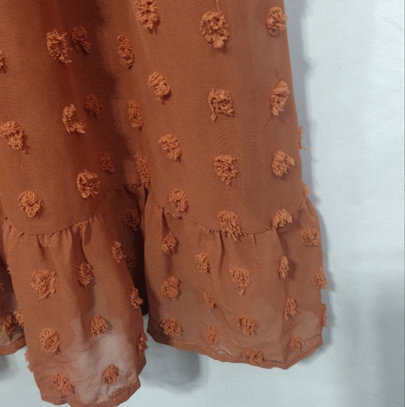 NWT Tecrew Flowy Chiffon Swing Beach Dress Womens L Orange Coastal Vacation - Picture 5 of 10